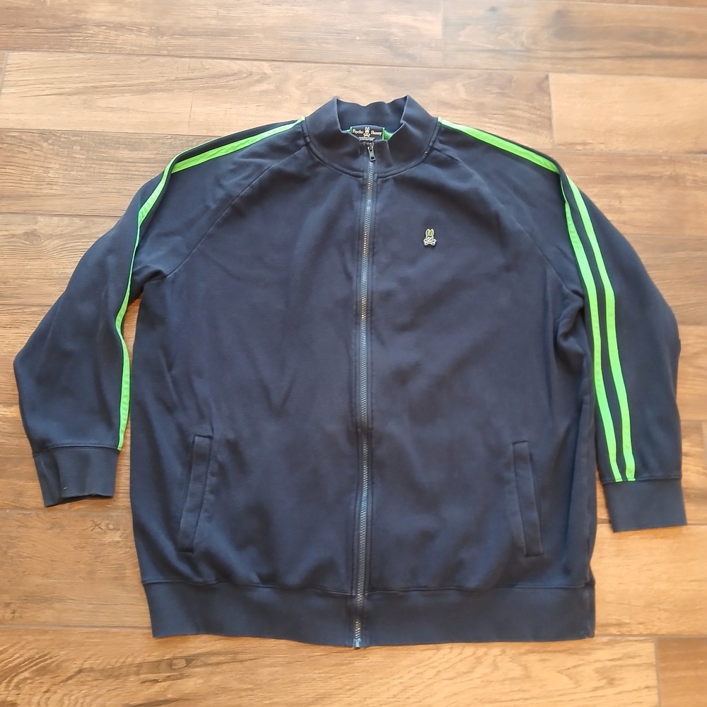 Psycho Bunny Track Jacket Mens XXLT 2XL‎ Tall Navy Blue Full Zip Comfort